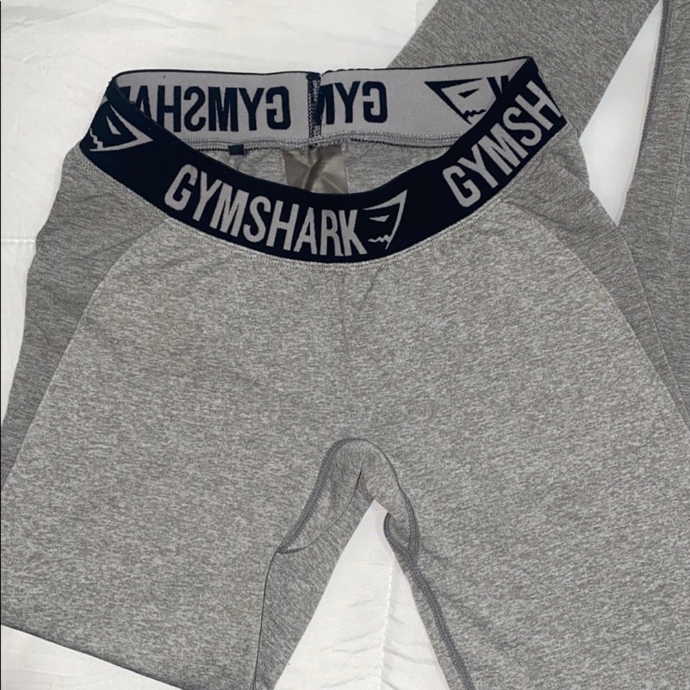 GYMSHARK flex leggings light grey marl black